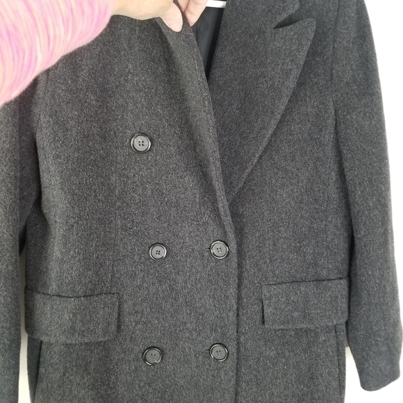 Preston & York Petites Dark Gray 100% Wool Double Breasted Long Coat Size 8P - Picture 3 of 16